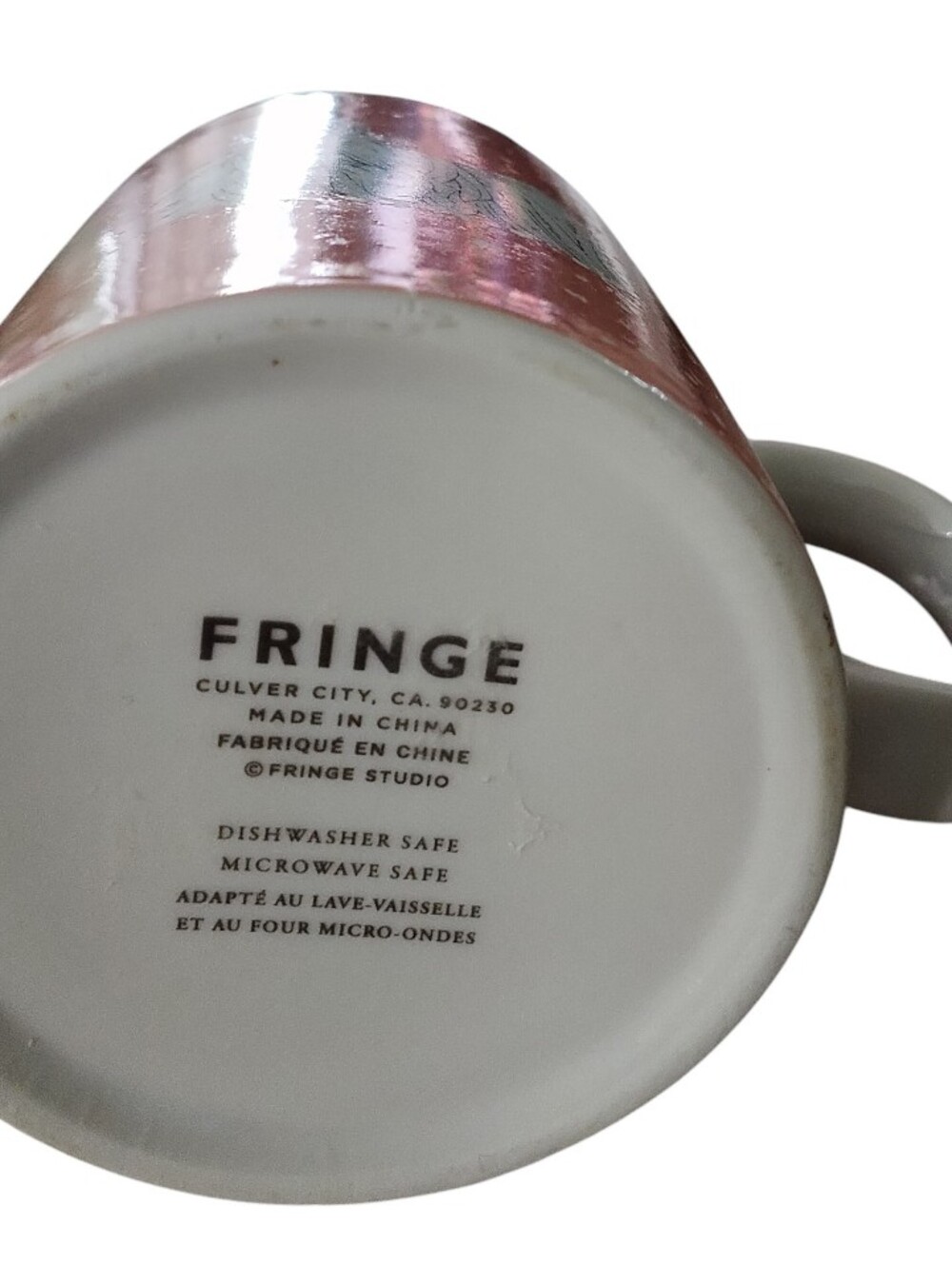 Fringe Studio Peach Dog Mug with White Handle and Pink Bow 12 oz - Picture 3 of 5